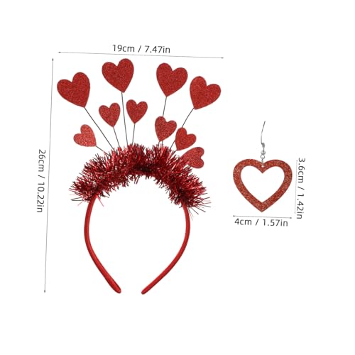 OKUMEYR Valentinstag Herz Stirnband mit Glitzer Herz Ohrringen Romantisches Accessoire für Frauen und Mädchen für Karneval Party und Kostümveranstaltungen von OKUMEYR