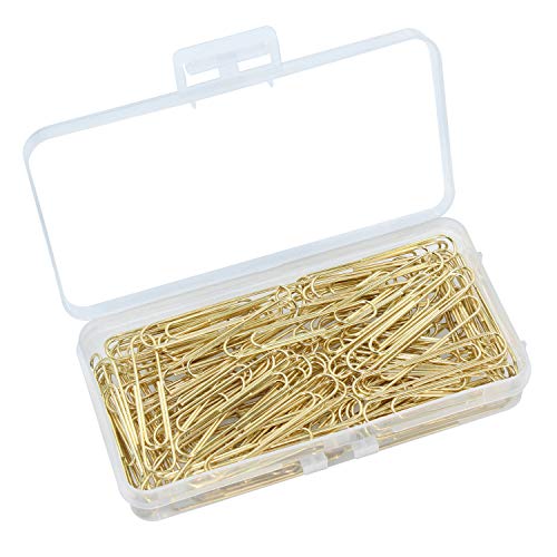 OKVGO 200 Stück 50 mm Büroklammern aus Metall mit Plastikbox mit Papierklammern für Büromaterial Gold OKVGO 200 Stück 50 mm Büroklammern aus Metall mit Plastikbox mit Papierklammern für Büromaterial Gold von OKVGO