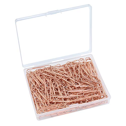 OKVGO Büroklammern mit Kunststoffbox, Büroklammern für Bürobedarf, 33 mm, rotgoldenes Metall, 100 Stück von OKVGO
