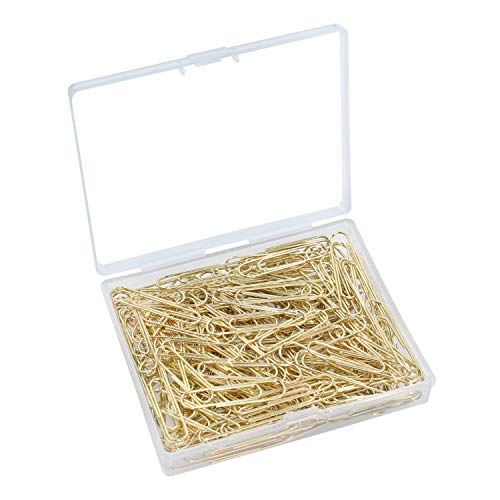 OKVGO Büroklammern mit Kunststoffbox für Bürobedarf, 33 mm, goldfarben, 100 Stück OKVGO Büroklammern mit Kunststoffbox für Bürobedarf, 33 mm, goldfarben, 100 Stück von OKVGO