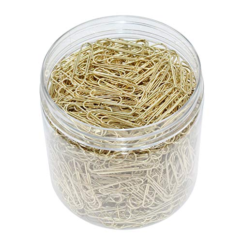 OKVGO farbige Büroklammern mit Kunststoffbox, 33 mm, Bürobedarf, 500 Stück, Gold Metall OKVGO farbige Büroklammern mit Kunststoffbox, 33 mm, Bürobedarf, 500 Stück, Gold Metall von OKVGO
