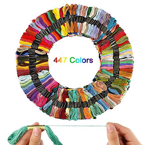 OKYMOTOR 447 Farbknäuel, Regenbogenfarben, Kreuzstichgarn, Stickgarn, buntes Baumwollgarn für Freundschaftsarmbänder, Kreuzstichgarn, Bastelarbeiten, Stickschnüre OKYMOTOR 447 Farbknäuel, Regenbogenfarben, Kreuzstichgarn, Stickgarn, buntes Baumwollgarn für Freundschaftsarmbänder, Kreuzstichgarn, Bastelarbeiten, Stickschnüre von OKYMOTOR