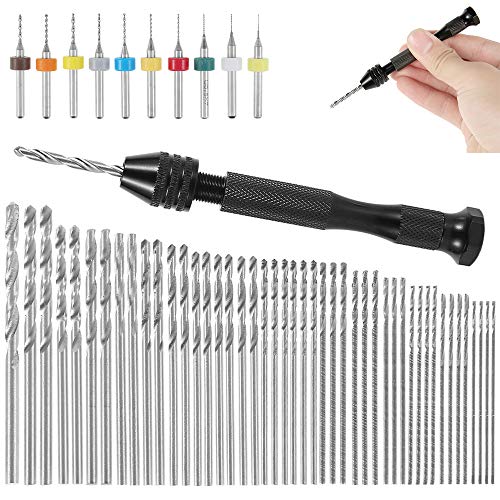 OKYMOTOR 57-teiliges Handbohrer-Set, 46 Stück Schraubstock, Mikro-Spiralbohrer und 10 Stück Wolframkarbid-PCB-Mini-Schneid-Bits für Harz, Polymer, Holz, Handwerk, DIY, Schmuckherstellung, Schnitzen OKYMOTOR 57-teiliges Handbohrer-Set, 46 Stück Schraubstock, Mikro-Spiralbohrer und 10 Stück Wolframkarbid-PCB-Mini-Schneid-Bits für Harz, Polymer, Holz, Handwerk, DIY, Schmuckherstellung, Schnitzen von OKYMOTOR