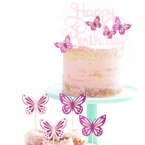 Schmetterling und Buchstabe Glitter Cake Toppers:13-teiliges Set für Cupcake-Verzierung und Geburtstagsfeiern von OLACD
