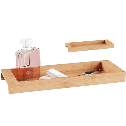 OLCANA Badezimmer-Tablett, rechteckiges Badezimmertablett aus Holz, Badezimmer-Organizer, für Kommode, Schminktisch, Badezimmer-Ablage von OLCANA