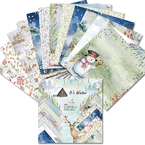 OLCANA Dekoratives Papier, Hintergrundpapier für Album mit 24 Blättern für die Herstellung von Karten – 15,2 x 15,2 cm Papier für Weihnachtsalben, Papier für Winteralbum für Dekorationen OLCANA Dekoratives Papier, Hintergrundpapier für Album mit 24 Blättern für die Herstellung von Karten – 15,2 x 15,2 cm Papier für Weihnachtsalben, Papier für Winteralbum für Dekorationen von OLCANA