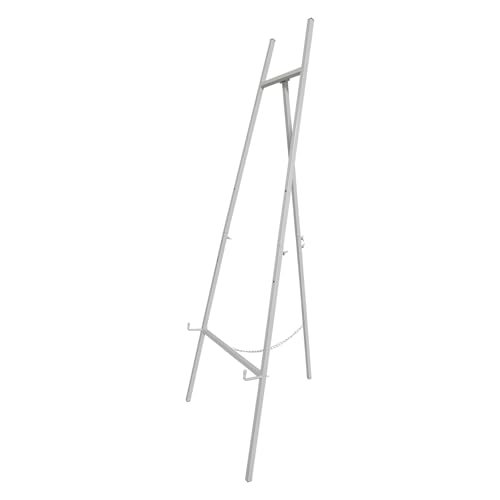 Metall-Staffelei mit Kettenstütze für Spiegel, 147 cm, Bodenstaffelei für Display, Hochzeitsschild, Eisen, verstellbare Kunst- und Bastelstaffeleien (weiß) von OLDRAINBOW