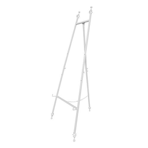 Metall-Staffelei mit Kettenstütze für Spiegel, Eisen-Bodenstaffeleien für Display, Hochzeitsschild, 147 cm, verstellbare Kunst- und Bastelstaffeleien (weiß) von OLDRAINBOW