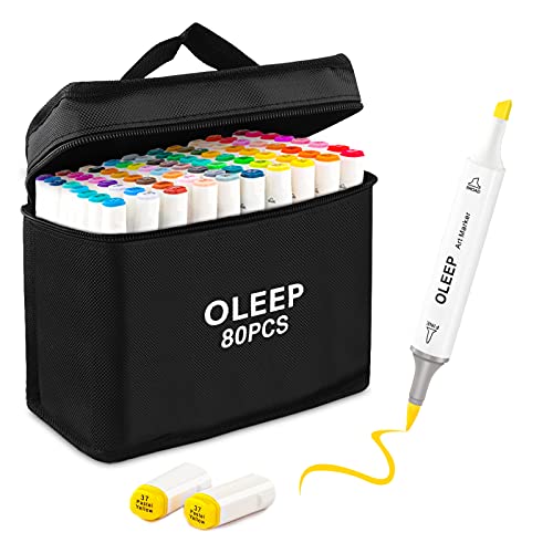 OLEEP 80 Farbe Pinsel Marker Stift,für Entwürfe und Comics, feiner Pinsel zum Skizzieren, Kalligraphieren, Zeichnen und Illustrieren von OLEEP