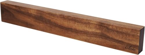 Oleio Magnetleiste Messerhalter aus Akazienholz XL – 50 × 7 cm, für bis zu 10 Messer – Wandmontage inkl. Material – Stilvolle magnetische Messerleiste Holz für Küche, Messerhalter Wand, Magnetschiene von OLEIO
