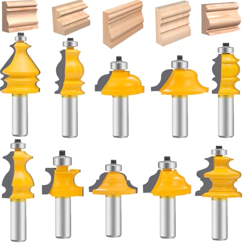 Oletbe 3-teiliges Fräser-Bit-Set, 1,27 cm Schaft, rund über erhöhtes Paneel, Schranktürschiene und Stile, Fräser-Bits, Holzbearbeitung, Holzschneider, Holzkarbid-Rillen-Nutfräswerkzeug (Linie) von OLETBE-TECH
