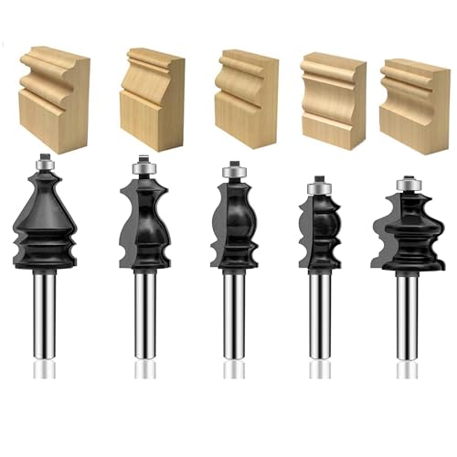 Oletbe Fräser-Bit-Set, 1,27 cm Schaft, Holzbearbeitung, Holzformschneider, Gehrung, Paneel-, Schranktür-Fräser-Bits (gelb) (RD-A) von OLETBE-TECH