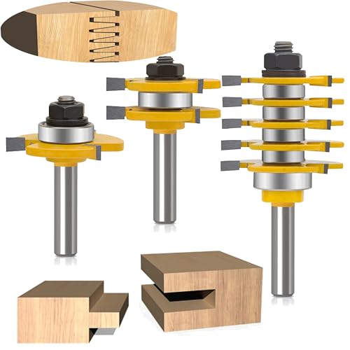 Oletbe Fräser-Bit-Set, 3 Stück, 1,27 cm Schaft, rund, erhöhter Paneel, Schranktürschiene und Stile, Fräser-Bits, Holzbearbeitung, Holzschneider, Holzkarbid-Rillen-Nutfräswerkzeug (rund) von OLETBE-TECH