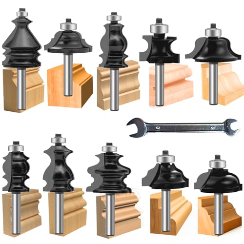 Oletbe Fräser-Bit-Set, 3 Stück, 1,27 cm Schaft, rund, erhöhter Panel, Schranktür, Ogee-Schiene und Stile, Fräs-Bits, Holzbearbeitung, Holzschneider, Holzkarbid-Rillen-Nutfräswerkzeug (RD-3) von OLETBE-TECH