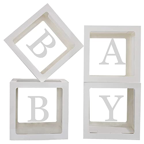 Babyboxen weiß und transparent für Dekoration Baby Shower oder Geburt – 4 Boxen ideal für Dekoration von OLILLY