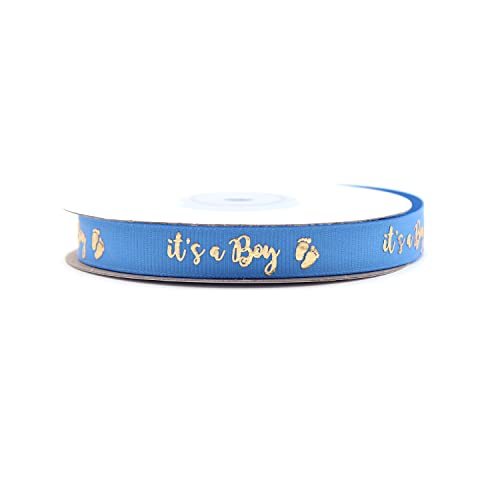 Blaues Ripsband für Babyparty, It's a Boy, Dekoration für Ihre Babyparty (It's a Boy, 13 mm) von OLILLY