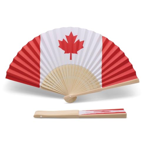 OLILLY - 10 Stück Fächer aus Papier und Bambus, in den Farben Kanadas – perfekt für Fans von Team oder Land (Kanada) von OLILLY