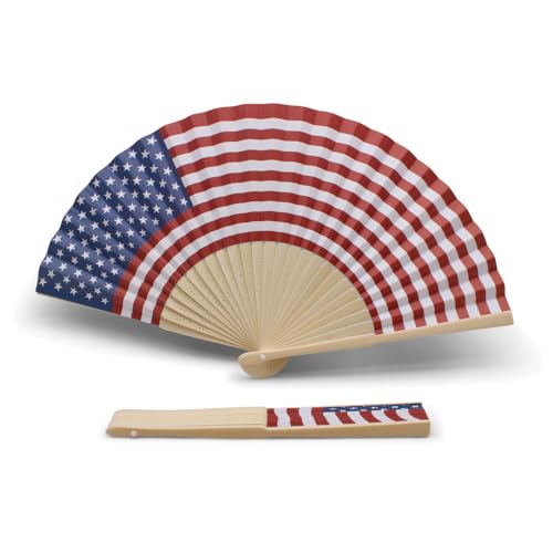 OLILLY - 10 Stück Fächer aus Papier und Bambus, in den Farben der USA, ideal für Fans von Teams oder Ländern (USA) von OLILLY