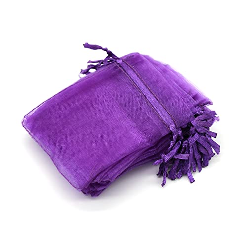 OLILLY - 100 Organzabeutel – 7 x 9 cm – Farbe Dunkelviolett – ideal für Hochzeit, Taufe, Geschenke, Lavendel, Schmuck (Dunkelviolett) von OLILLY