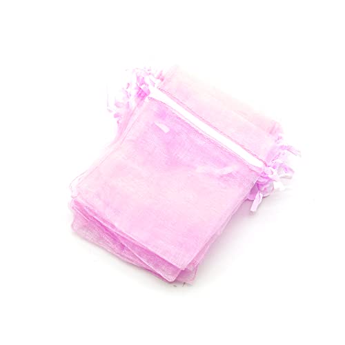 OLILLY - 100 Organzabeutel – 7 x 9 cm – Farbe Rosa – Ideal für Hochzeit, Taufe, Geschenke, Lavendel, Schmuck (Rosa) von OLILLY