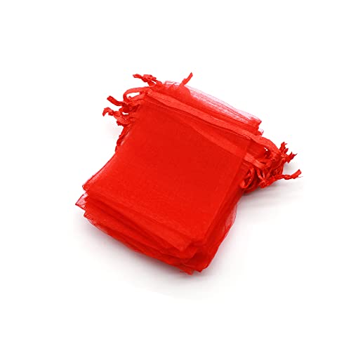 OLILLY - 100 Organzabeutel – 7 x 9 cm – Farbe Rot – Ideal für Hochzeit, Taufe, Geschenke, Lavendel, Schmuck (rot) von OLILLY