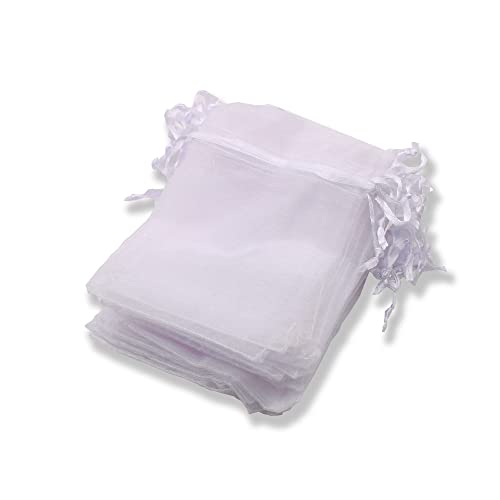 OLILLY - 100 Organzabeutel – 9 x 12 cm – Farbe Weiß – ideal für Hochzeit, Taufe, Geschenke, Lavendel, Schmuck (weiß) von OLILLY
