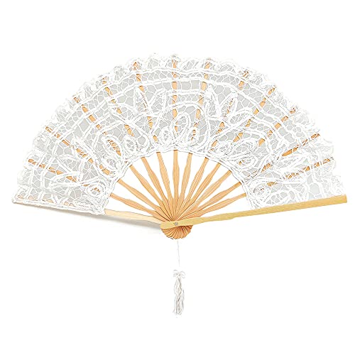 OLILLY Hochzeitsfächer aus Spitze, Seide und Holz – Ideal für Ihren Hochzeitstag! (X-Large) von OLILLY