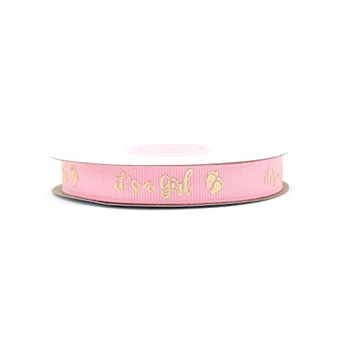 Rosafarbenes Ripsband für Babyparty, It's a Girl, Dekoration für Ihre Babyparty (It's a Girl, 13 mm) von OLILLY