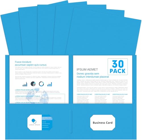 Olisco 30er-Pack Ordner mit zwei Fächern, Briefform, strapazierfähige Aktenordner für Schule, Büro, Zuhause und Geschäft, robuste Papier-Organizer mit Doppeltaschen, Blau Olisco 30er-Pack Ordner mit zwei Fächern, Briefform, strapazierfähige Aktenordner für Schule, Büro, Zuhause und Geschäft, robuste Papier-Organizer mit Doppeltaschen, Blau von OLISCO