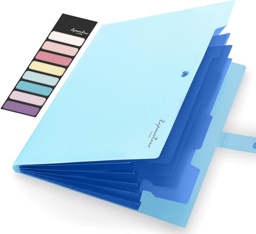 Olisco Fächermappe – Akkordeon-Organizer in Briefgröße – hält 250+ Blatt, 5 Taschen, reißfester Kunststoff – tragbarer Dokumenten-Organizer für Schule, Büro, Meetings (Babyblau) von OLISCO