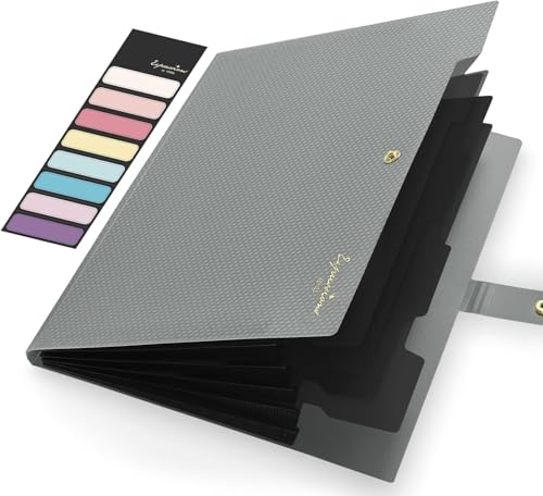 Olisco Fächermappe – Akkordeon-Organizer in Briefgröße – hält 250+ Blatt, 5 Taschen, reißfester Kunststoff – tragbarer Dokumenten-Organizer für Schule, Büro, Meetings (Grau) von OLISCO