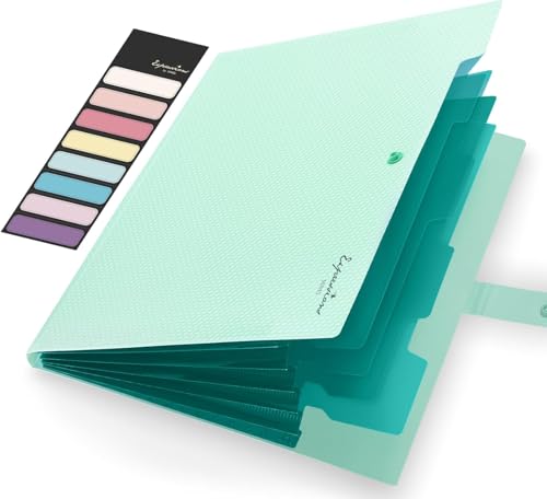Olisco Fächermappe – Akkordeon-Organizer in Briefgröße – hält 250+ Blatt, 5 Taschen, reißfester Kunststoff – tragbarer Dokumenten-Organizer für Schule, Büro, Meetings (Grün) von OLISCO