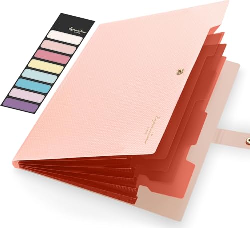 Olisco Fächermappe – Akkordeon-Organizer in Briefgröße – hält 250+ Blatt, 5 Taschen, reißfester Kunststoff – tragbarer Dokumenten-Organizer für Schule, Büro, Meetings (Pfirsich) von OLISCO