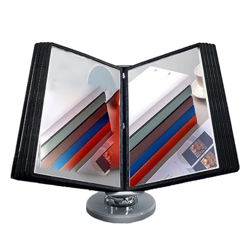 OLSDXAWQ, 10-seitige doppelseitige Paneele, um 360° verstellbarer Schreibtisch-Flip-Aktenhalter, Deluxe-Katalog-Präsentationsständer, for die Aufbewahrung von A4-Dokumenten im Büro von OLSDXAWQ
