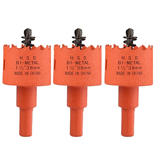 OLSDXAWQ， 3 Stück Bimetall-Lochsäge, HSS-Zentrierbohrer, Lochsäge, kann problemlos Holz, Kunststoff, Sperrholz, dünnes Metall bohren, Durchmesser 38–50 mm(Diameter 38mm) von OLSDXAWQ