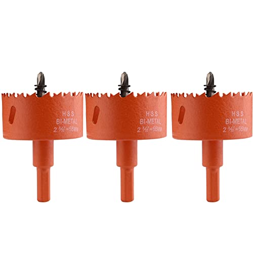 OLSDXAWQ， 3 Stück HSS-Bimetall-Lochsägen, Durchmesser 53–70 mm, geeignet for Holzbretter, weiche Metallbleche, Trockenbau und Kunststoff(Diameter 55mm) von OLSDXAWQ