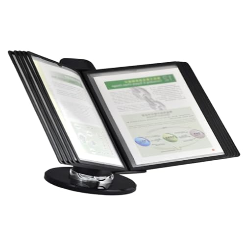 OLSDXAWQ, 360°verstellbarer Schreibtisch-Flip-Aktenhalter, Katalog-Präsentationsständer aus PVC und Metall, 10 doppelseitige Präsentationstaschen, for die Aufbewahrung von A4-Dokumenten im Büro, Hotel OLSDXAWQ, 360°verstellbarer Schreibtisch-Flip-Aktenhalter, Katalog-Präsentationsständer aus PVC und Metall, 10 doppelseitige Präsentationstaschen, for die Aufbewahrung von A4-Dokumenten im Büro, Hotel von OLSDXAWQ