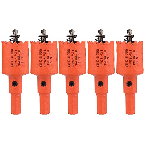 OLSDXAWQ， 5 Stück Bimetall-Lochsäge, Durchmesser 22–26 mm, HSS-Zentrierbohrer-Lochsäge mit Schaft, geeignet for Hartholz und dünnes Metall(Diameter 26mm) von OLSDXAWQ