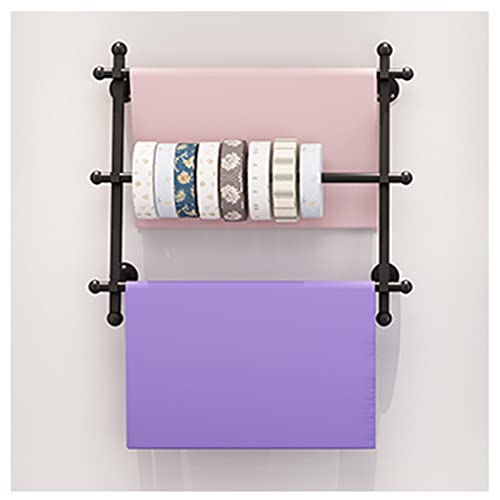 OLSDXAWQ, Band-/Geschenkpapier-Organizer, Schal-Regal, 3 Etagen, Wandmontage, Metall-Handtuch-Präsentationsständer, Kuchen/Blumen/Geschenkladen,Supermarktregale(Black,65x60cm/25.6x23.6in) von OLSDXAWQ