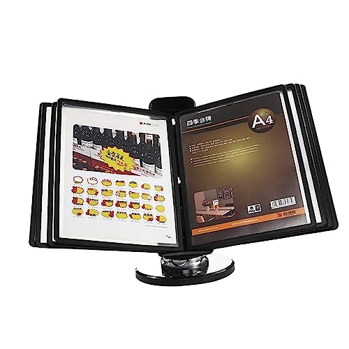 OLSDXAWQ, Büro-Schreibtisch-Organizer und Zubehör, 10 Sichtfächer, schwarze Basis, verstellbarer Schreibtisch-Flip-Aktenhalter, zur Büropräsentation und Aufbewahrung von A4-Dokumenten von OLSDXAWQ