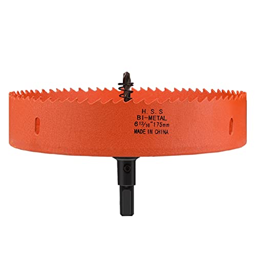 OLSDXAWQ， HSS-Bimetall-Lochsäge, Durchmesser 175–195 mm, for Schneiden kreisförmiger Löcher, geeignet for Schneiden von Holz, Trockenbau und weichen Metallblechen(Diameter 175mm) von OLSDXAWQ