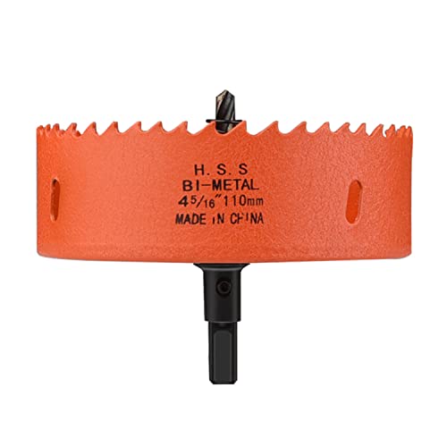 OLSDXAWQ， HSS-Bimetall-Lochsäge, HSS-Rundlochschneider, geeignet for Holzbretter, weiche Metallbleche und Trockenbau, Durchmesser 100–120 mm(Diameter 110mm) von OLSDXAWQ