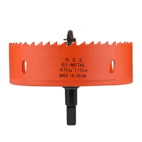OLSDXAWQ， HSS-Bimetall-Lochsäge, HSS-Rundlochschneider, geeignet for Holzbretter, weiche Metallbleche und Trockenbau, Durchmesser 100–120 mm(Diameter 115mm) von OLSDXAWQ