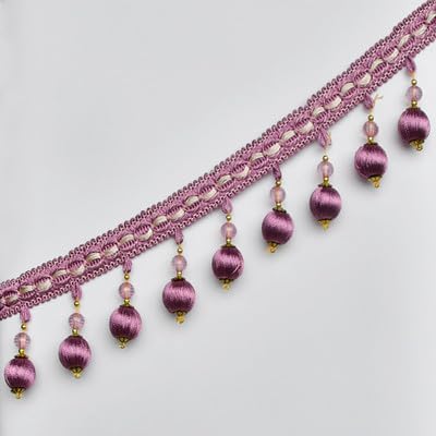 OLSDXAWQ, Vorhangbesatz-Applikation, 1 Yard, Perlenkugel, Fransen, dekoratives Band for Nähen von Gardinen(Purple) von OLSDXAWQ