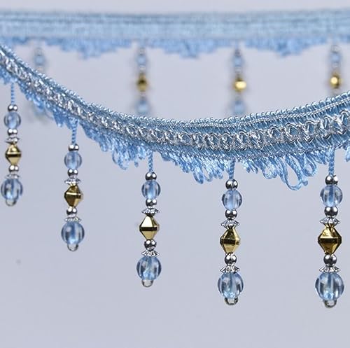 OLSDXAWQ, Vorhangbesatz-Applikation, 11,5 m, geflochtener Besatz, Strass-Perlen-Anhängerbesatz, Fransen-Tischdecke(Light Blue) von OLSDXAWQ