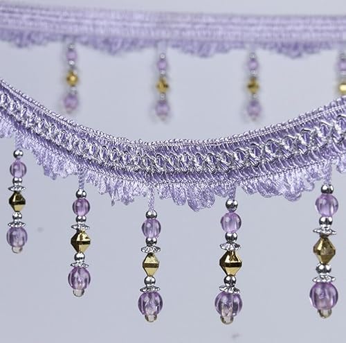 OLSDXAWQ, Vorhangbesatz-Applikation, 11,5 m, geflochtener Besatz, Strass-Perlen-Anhängerbesatz, Fransen-Tischdecke(Light Purple) von OLSDXAWQ