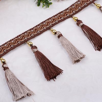 OLSDXAWQ, Vorhangbesatz-Applikation, 12 Yards Borte, Fransenbesatz(Bruin) von OLSDXAWQ