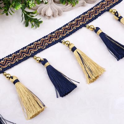 OLSDXAWQ, Vorhangbesatz-Applikation, 12 Yards Borte, Fransenbesatz(Navy Blue) von OLSDXAWQ