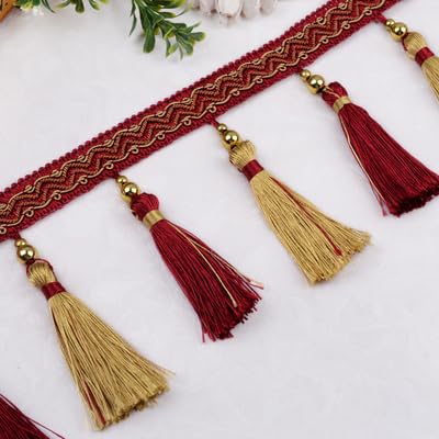 OLSDXAWQ, Vorhangbesatz-Applikation, 12 Yards Borte, Fransenbesatz(Red) von OLSDXAWQ