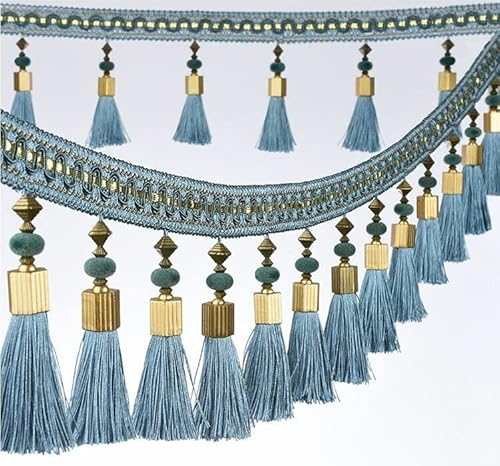 OLSDXAWQ, Vorhangbesatz-Applikation, 3 m, Perlenfransenbesatz, Tischdecke, dekorativer Besatz, Spitze, for Aufhängen von DIY-Partys(Blu) von OLSDXAWQ
